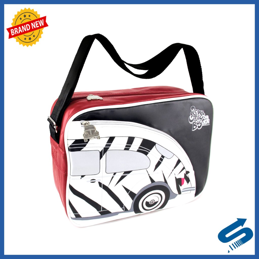 Volkswagen Beetle Messenger Bag Faux Leather Adjustable Strap Travel